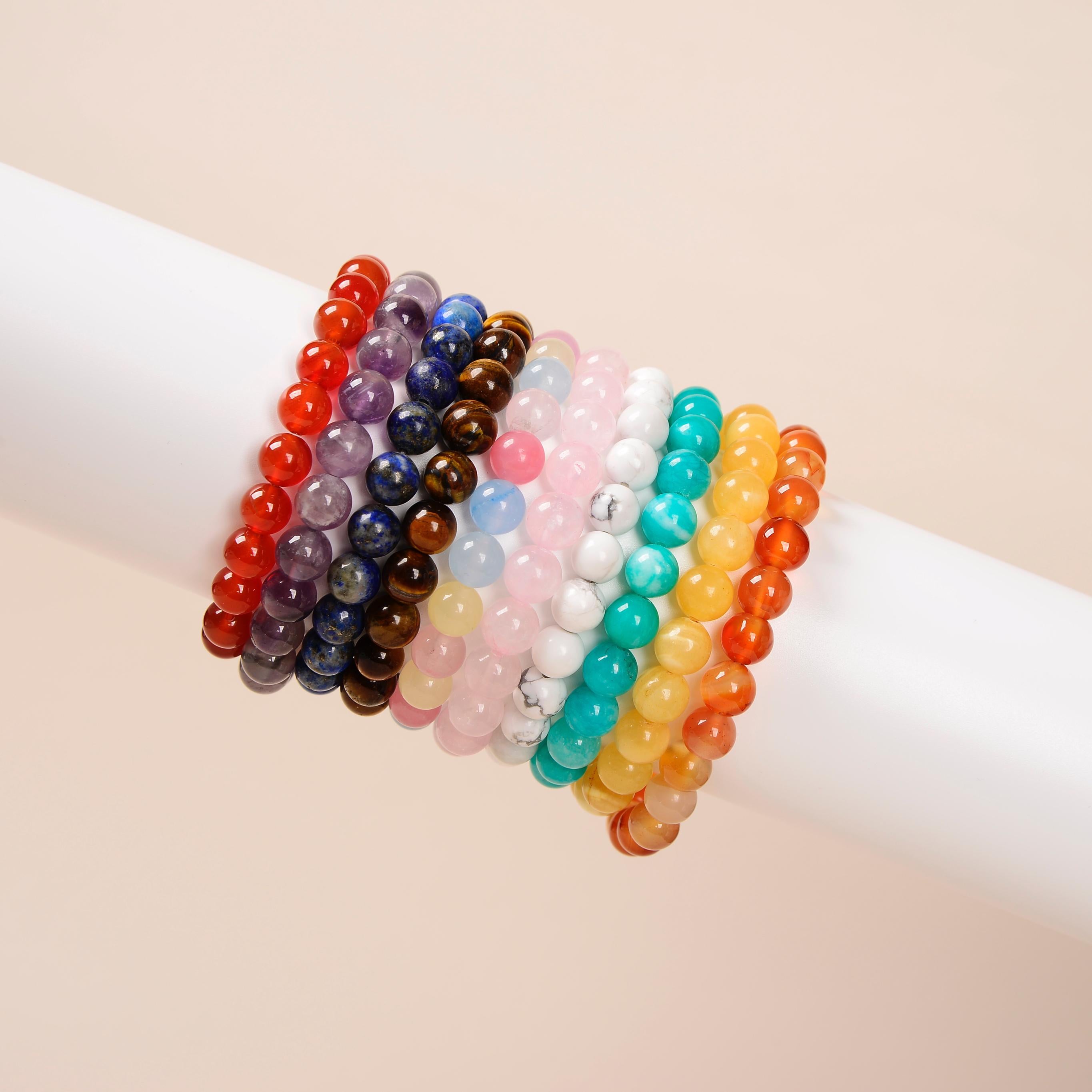 Cute Candy Color Tourmaline Chalcedony Beaded Bracelet - Temu